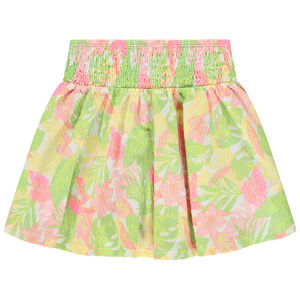 Φούστα με βολάν από jersey και ελαστική μέση smocké για κορίτσι 