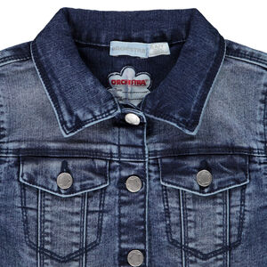 Veste jean με Κεντήματα λουλούδια στην πλάτη για κορίτσι 