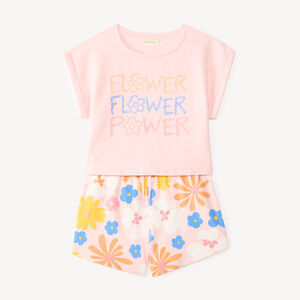 Σέτ κοντό 2 τεμαχίων με λουλουδάτο σχέδιο για κορίτσι 