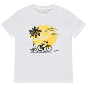 T-shirt κοντομάνικο με φοίνικες effet aquarelle Main T-shirt κοντομάνικο με φοίνικες effet aquarelle
