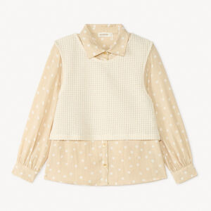 Μπλούζα με μακριά μανίκια με πουά + μονόχρωμο πλεκτό πουλόβερ για κορίτσι 