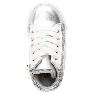 Μποτάκια ασημί με glitter  με κορδόνια και  zip 