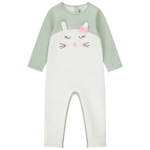 Combinaison longue en double jersey broderies lapin pour bébé fille Main Combinaison longue en double jersey broderies lapin pour bébé fille