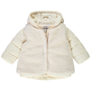 Veste bi-matière en toile et sherpa pour bébé fille Main Veste bi-matière en toile et sherpa pour bébé fille