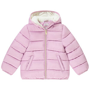 Doudoune à capuche imperméable en toile doublée polaire pour fille Main Doudoune à capuche imperméable en toile doublée polaire pour fille
