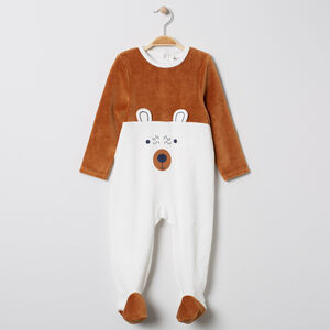 Πιτζάμα βελουτέ διχρωμία με σχέδιο αρκούδα 