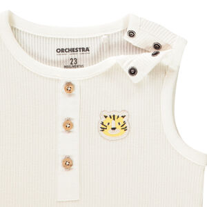 Αμάνικο μπλουζάκι effet βελουτέ κοτλέ με τίγρη κέντημα για bebe αγόρι 