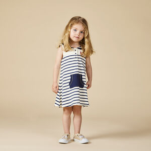 Φόρεμα αμάνικο με ρίγες και γιακά ναυτικό για bebe κορίτσι 
