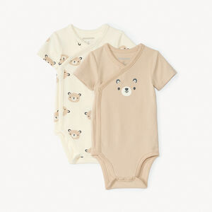 Σετ 2 κοντομάνικων κορμάκια με αρκουδάκια για μωρά αγόρια 