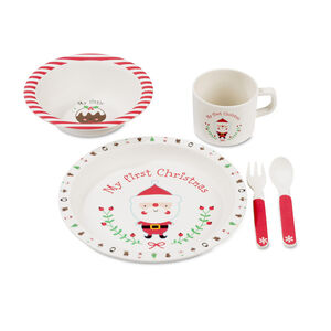 Set repas en bamboo - Papa Noël Main Set repas en bamboo - Papa Noël