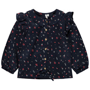 Τουνίκ μακρυμάνικη με δέσιμο και σχέδιο λουλουδιών για μωρό κορίτσι 