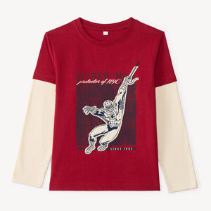 T-shirt αγοριού με μακριά μανίκια, εφέ 2 σε 1 Spider-Man Marvel 
