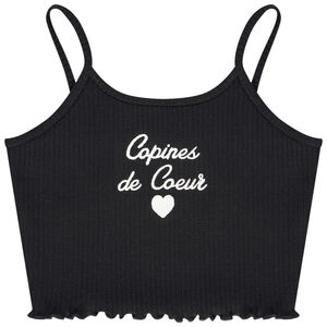 Débardeur court en maille côte avec broderie pour fille   Main Débardeur court en maille côte avec broderie pour fille