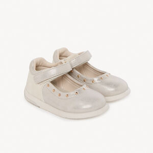 Βρεφικό φόρεμα με ιριδίζον efecto και χρυσά ριβέτ για κορίτσι. 