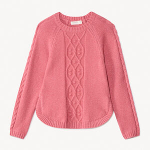 Pull manches longues en tricot torsades et lurex pailleté pour fille  