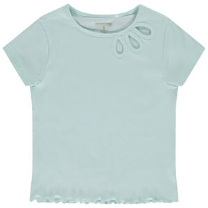 Κοντομάνικο μπλουζάκι côtelé και ajouré για κορίτσι 