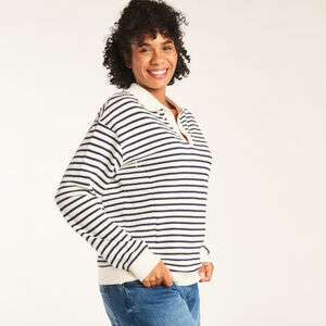 Πολωτό μπλουζάκι μαρινιέρα με μακριά μανίκια για θηλασμό γυναίκας 