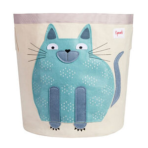 3 Sprouts Στρόγγυλο Καλάθι Αποθήκευσης Παιχνιδιών Cat Blue 