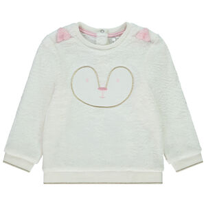 Φούτερ από sherpa με κέντημα και παιχνιδιάρικες αυτιά για κορίτσι μωρό 