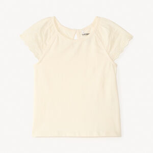 T-shirt με κοντά μανίκια από λείο ύφασμα σε μονόχρωμο για κορίτσι μωρό 