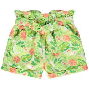 Short en toile imprimé tropical pour fille 