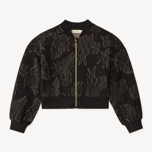 Gilet fille en maille jacquard fantaisie zippé 