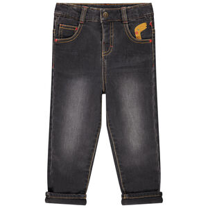 Jean denim uni avec broderie dinosaure pour bébé garçon Main Jean denim uni avec broderie dinosaure pour bébé garçon