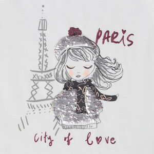 Κοντομάνικο μπλουζάκι με print από μαγικές παγιέτες για κορίτσι 