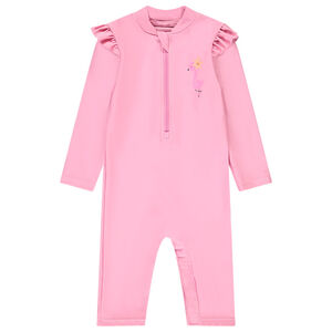 Ολόσωμο μαγιό με προστασία UV και σχέδιο φλαμίνγκο για μωρό κορίτσι 