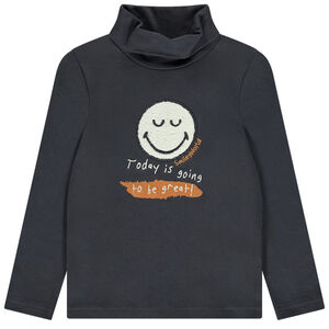 Πλεκτό μπλουζάκι με γιακά και patch SmileyWorld για αγόρι  Main Πλεκτό μπλουζάκι με γιακά και patch SmileyWorld για αγόρι