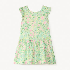 Φόρεμα κοντό μανίκι με λουλούδια και άνοιγμα στην πλάτη για κορίτσι 