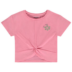 Κοντομάνικο μπλουζάκι με σχέδιο και effet δεμένο για κορίτσι 