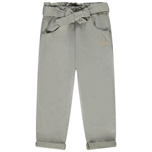 Παντελόνι υφασμάτινο φαντεζί με κεντημένες καρδιές για bebe κορίτσι 