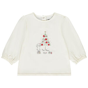 Μακρυμάνικο T-shirt με φαντεζί σχέδιο Χριστουγέννων για bebe κορίτσι 