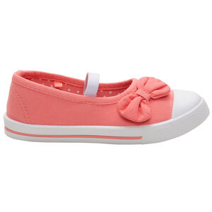 Υφασμάτινα ροζ παπουτσάκια με φιόγκο και ελαστικό λουράκι, νούμερα 24 έως 35 