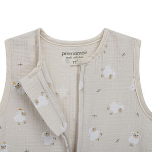 Αμάνικος υπνόσακος TOG 0.5 από βαμβακερή γάζα με σχέδιο προβάτων La Vie à la Ferme 