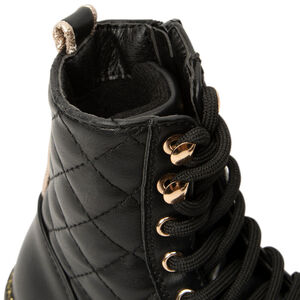 Μποτάκια με εφέ καπιτονέ και κορδόνια, με chunky σόλα και λεπτομέρειες από γκλίτερ για κορίτσι 