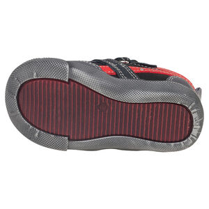 Bottillons en cuir avec scratch et empiècements contrastés 