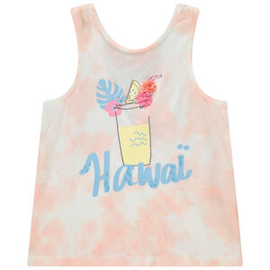 Μπλουζάκι αμάνικο effet tie & dye με σταυρωτή πλάτη για κορίτσι 