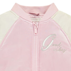 Δίχρωμο μπουφάν teddy με κεντημένο σχέδιο για κορίτσι 