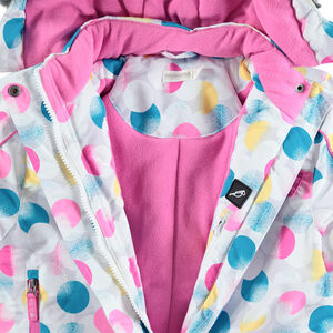 Ολόσωμη φόρμα του σκι με όψη 2 σε 1 και πολύχρωμα πουά 