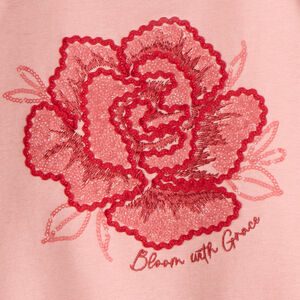 Sweat fille en molleton gratté avec fleur brodée 