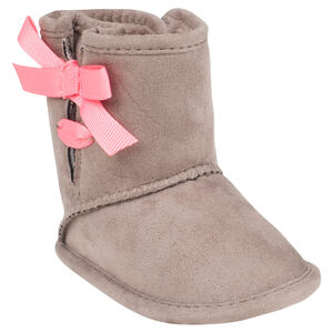 Bottines en suédine avec noeud satin 