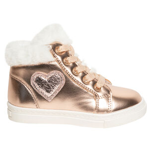 Μποτάκια με effet μεταλλιζέ για κορίτσι με ψεύτικη γούνα 