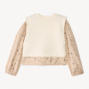 Πουκάμισο με μακριά μανίκια με πουά, 2 σε 1 για κορίτσια 