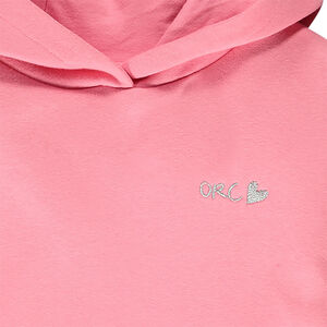 Φούτερ molleton gratté μονόχρωμο με κέντημα για κορίτσι 