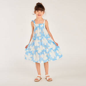 Φόρεμα με τιράντες από seersucker με λουλουδάτο σχέδιο για κορίτσι 