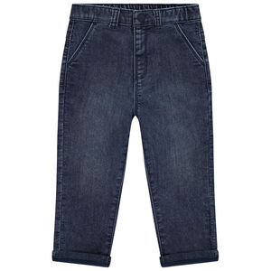 Τζιν μονόχρωμο με φαντεζί σχέδιο για bebe αγόρι 