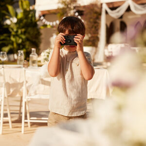 Πουκάμισο κοντομάνικο με γιακά μάο από γάζα για αγόρι 