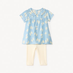 Σετ 2 τεμαχίων: τοπ με γιακά Claudine + κανονικό παντελόνι για κορίτσι μωρό. 